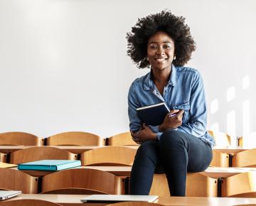 student in classroom